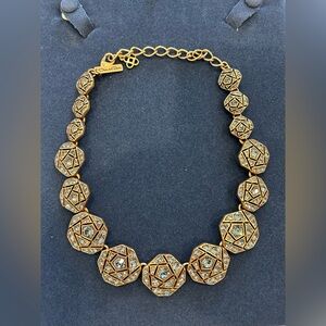 Oscar de la Renta Gold Statement Necklace and earrings,set